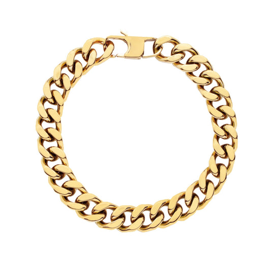 Pulseira Malha Barbela Aberta em Aço Dourado (20cm) - Loja do Ouro