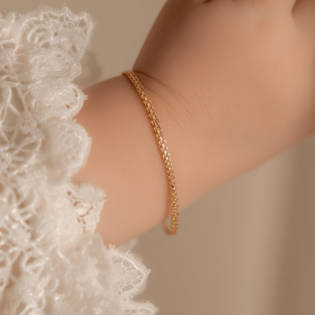 Pulseira Malha Batida em Ouro 19kl (14.5cm) - Loja do Ouro