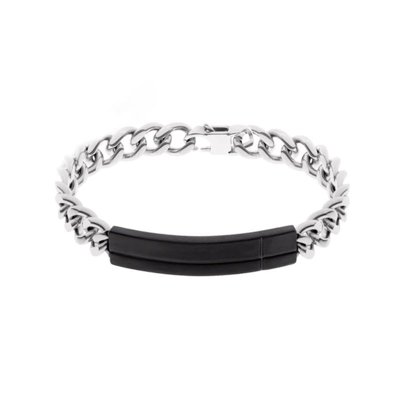 Pulseira Omega em Aço com Trave Negra - Loja do Ouro