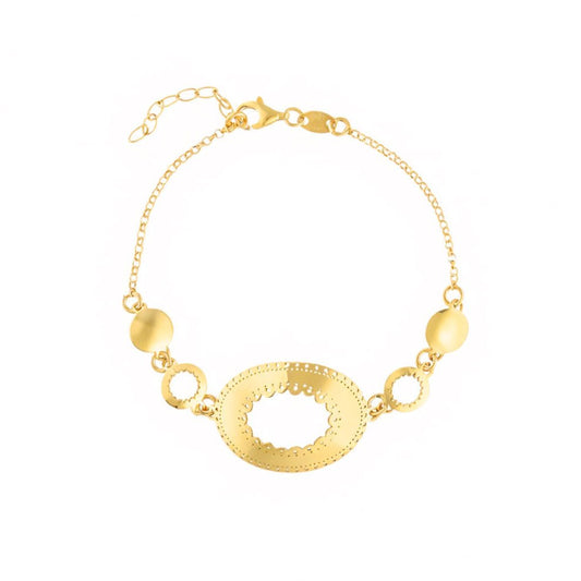 Pulseira Reflexo em Prata Dourada (15.5cm) - Loja do Ouro