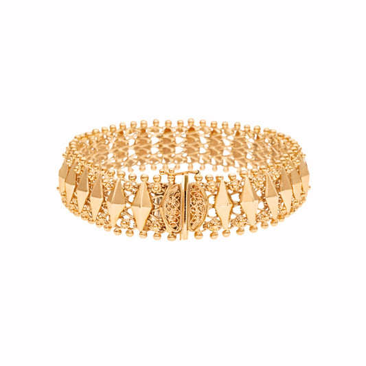 Pulseira Tapete em Ouro 19kl com Losangos e Caramujos - Loja do Ouro