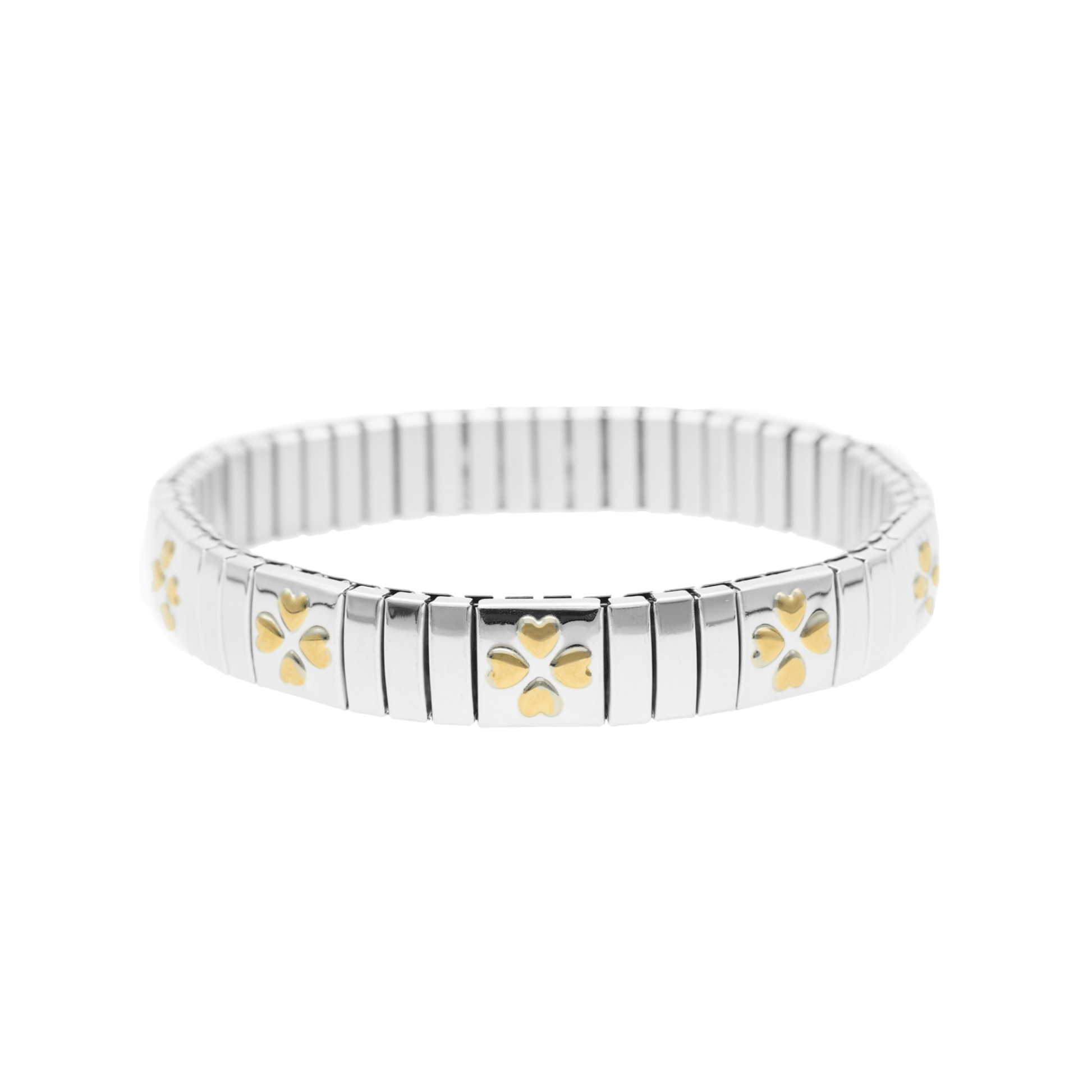 Pulsera de trébol en acero con tréboles dorados - Gold Store Premium